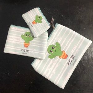 Set of 3 cactus cosmetics pouches 😍🌵